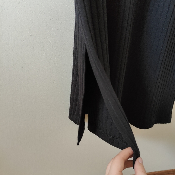 NWT Old Navy Black Long Sleeve Midi Dress Size Large Stretch Ribbed Knit Minimal - Picture 10 of 12